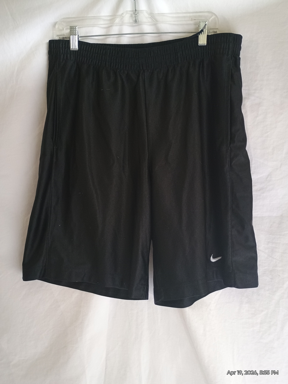 Nike Black Mesh Athletic Shorts with White Swoosh
